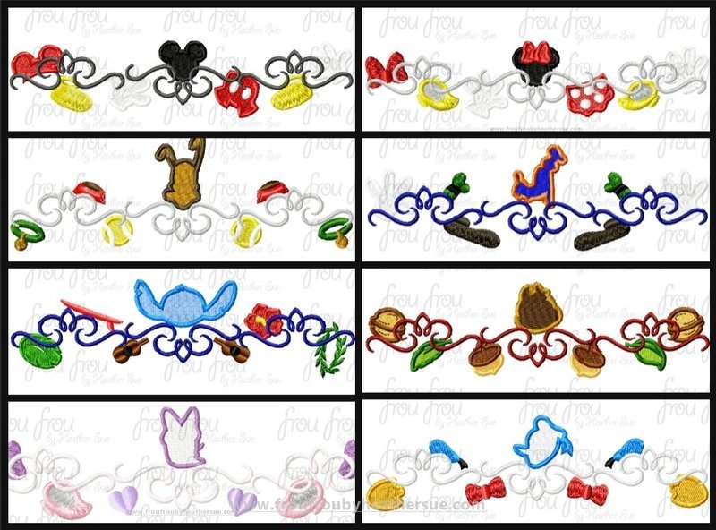 Mister Mouse and friends Motif EIGHT Design SET Machine Embroidery Design, Multiple sizes including 2"-16"