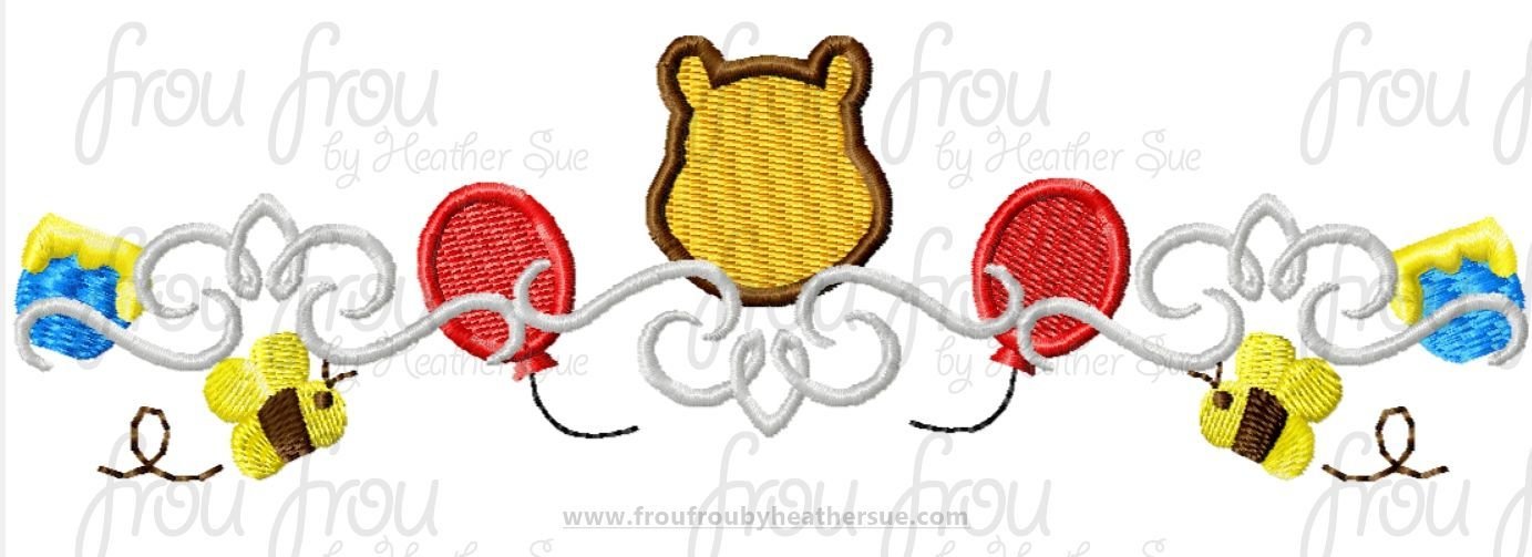P0oh Bear Motif Machine Embroidery Design, Multiple sizes including 2