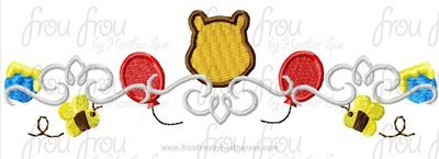 P0oh Bear Motif Machine Embroidery Design, Multiple sizes including 2