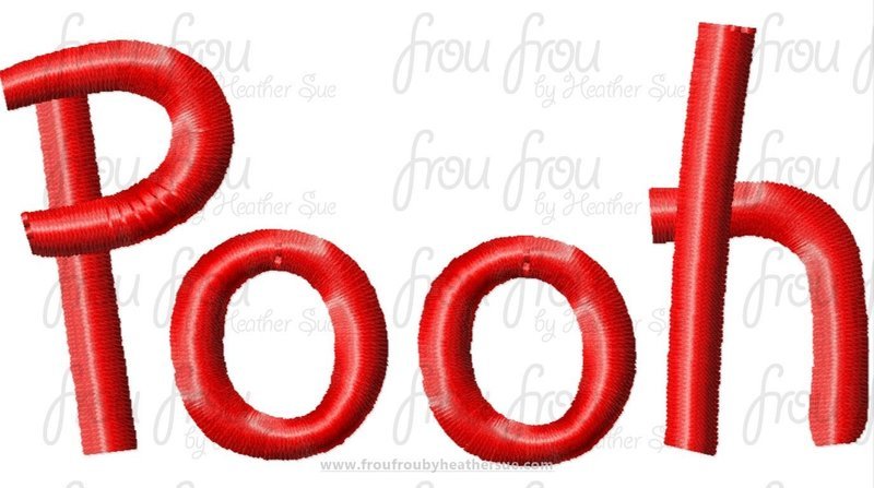 P0oh Bear Name Wording Machine Embroidery Design 1&quot;-10&quot;