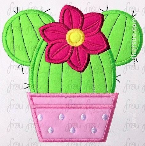 Cactus Miss Mouse Head Machine Applique Embroidery Design 2&quot;-16&quot;