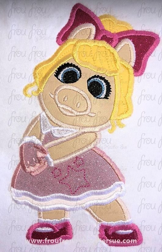 Miss Pig Baby Moppet Babies Machine Applique Embroidery Design 4"-16"