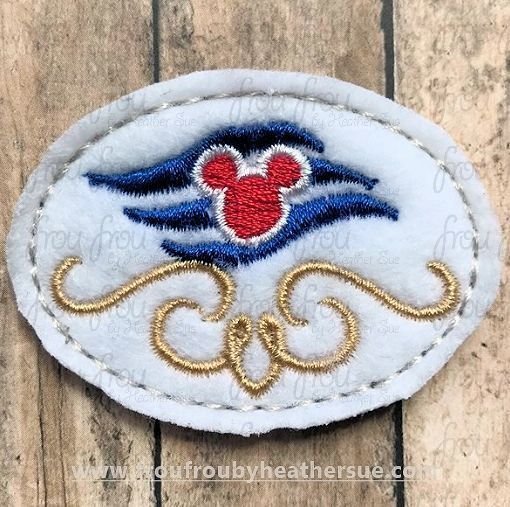 Clippie Dis Cruise Line Ship Motif Machine Embroidery In The Hoop Project 1.5, 2, 3, and 4 inch
