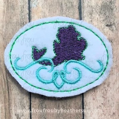 Clippie Ariah Mermaid Motif Machine Embroidery In The Hoop Project 1.5, 2, 3, and 4 inch