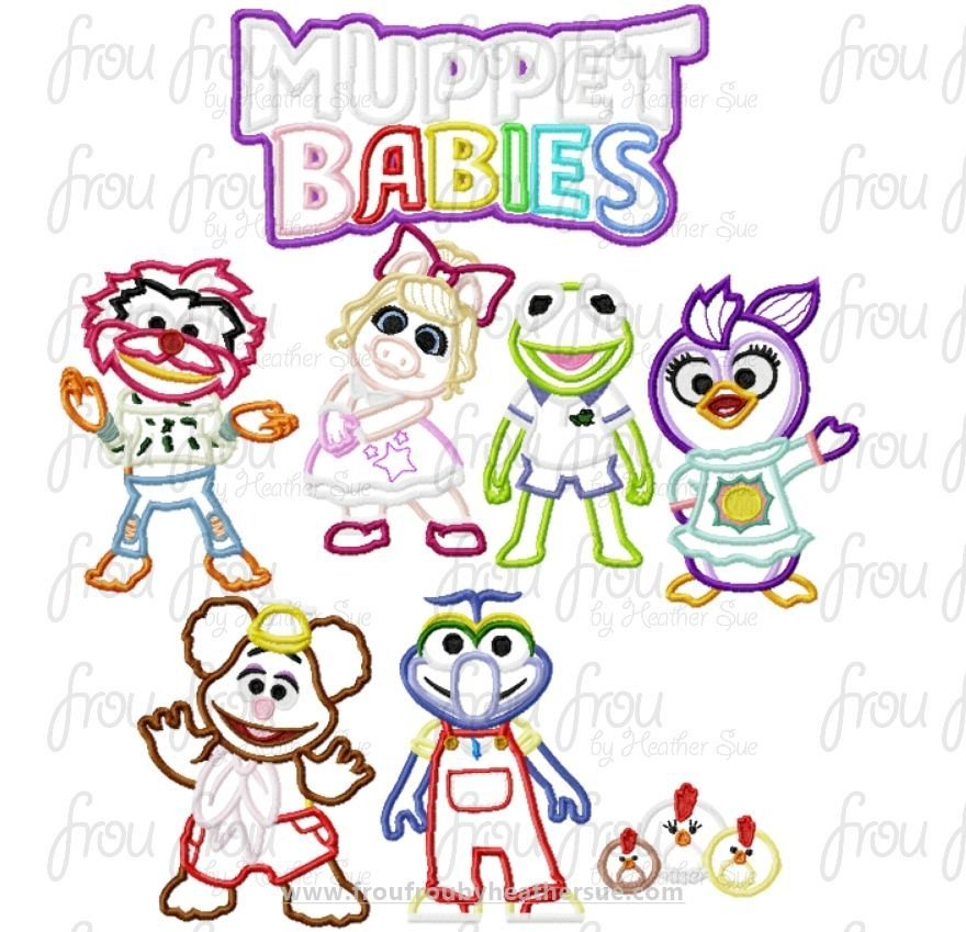 Moppet Babies EIGHT Design SET Machine Applique Embroidery Design 4"-16"