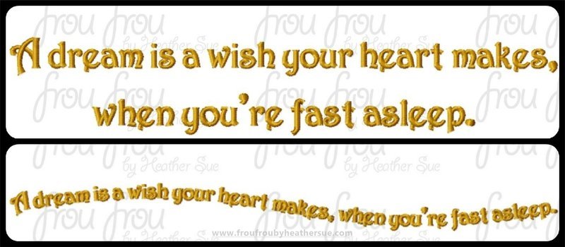 A Dream is a Wish Your Heart Makes Phrase Cruise Pillow TWO Design SET Machine Embroidery Design, Multiple sizes including 4"-16"