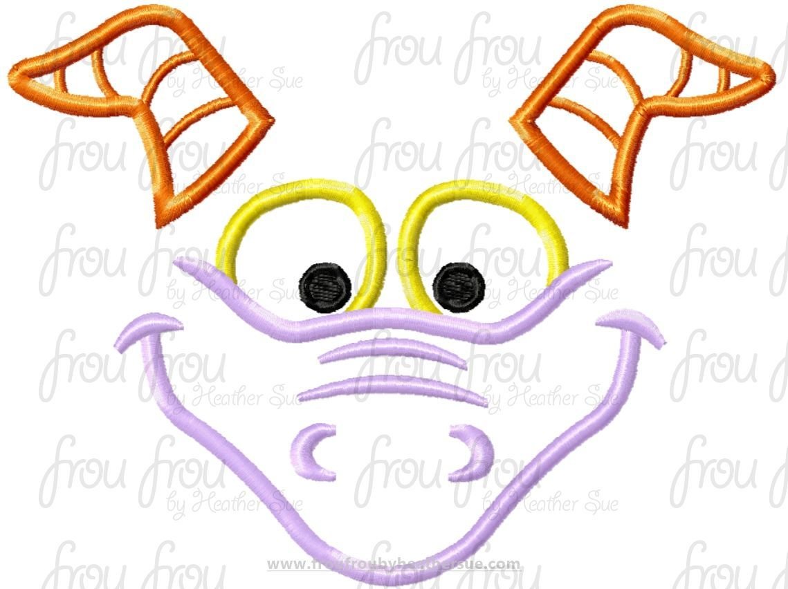 Imagination Dragon Just Face Machine Applique Embroidery Design, Multiple sizes including 4 inch