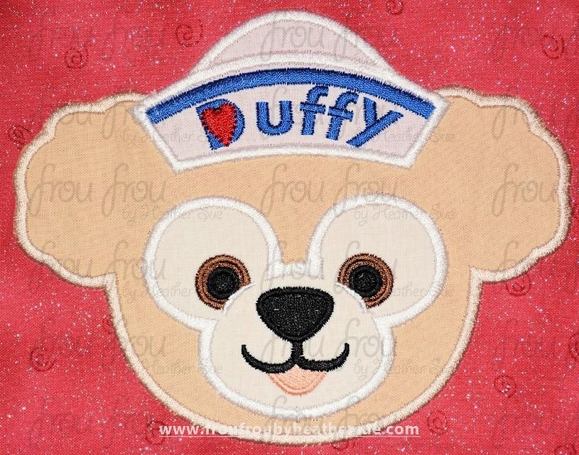 Duff Bear Head Cruise Ecpot Machine Applique Embroidery Design, Multiple sizes including 4 inch
