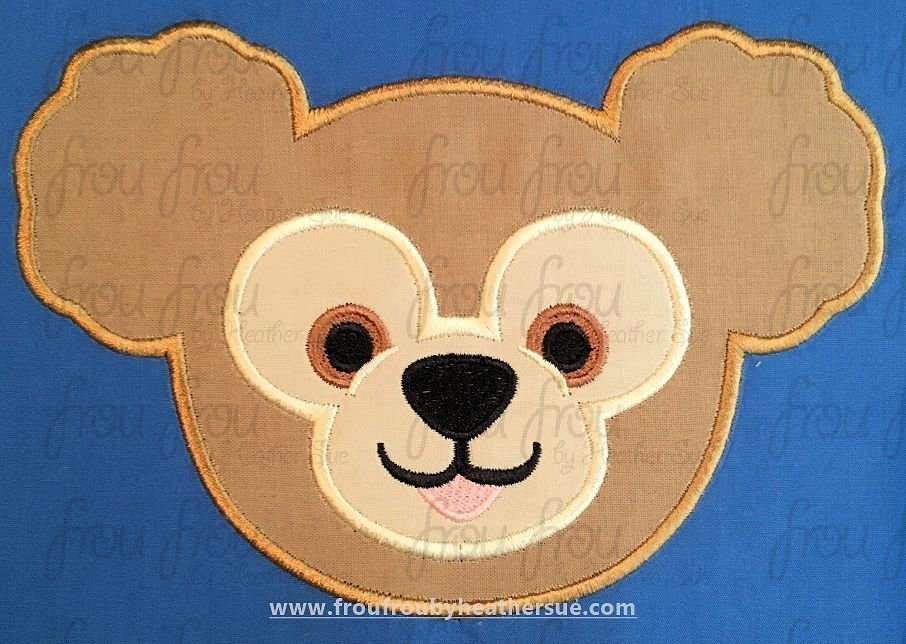 Duff Bear Head No Hat Ecpot Machine Applique Embroidery Design, Multiple sizes including 2&quot;-16&quot;
