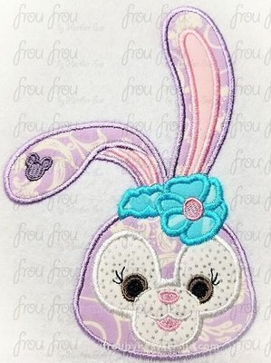 Stell A Bunny Head Duff Bear and Friends Machine Applique Embroidery Design, Multiple sizes including 2