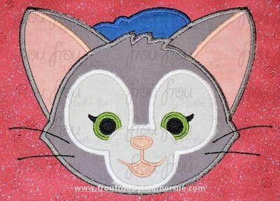 Gelato Cat Head Duff Bear and Friends Machine Applique Embroidery Design, Multiple sizes including 2"-16"