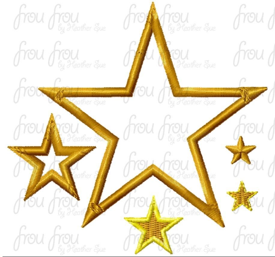 Star Shapes Machine Applique Embroidery Designs 1/4&quot;-16&quot;