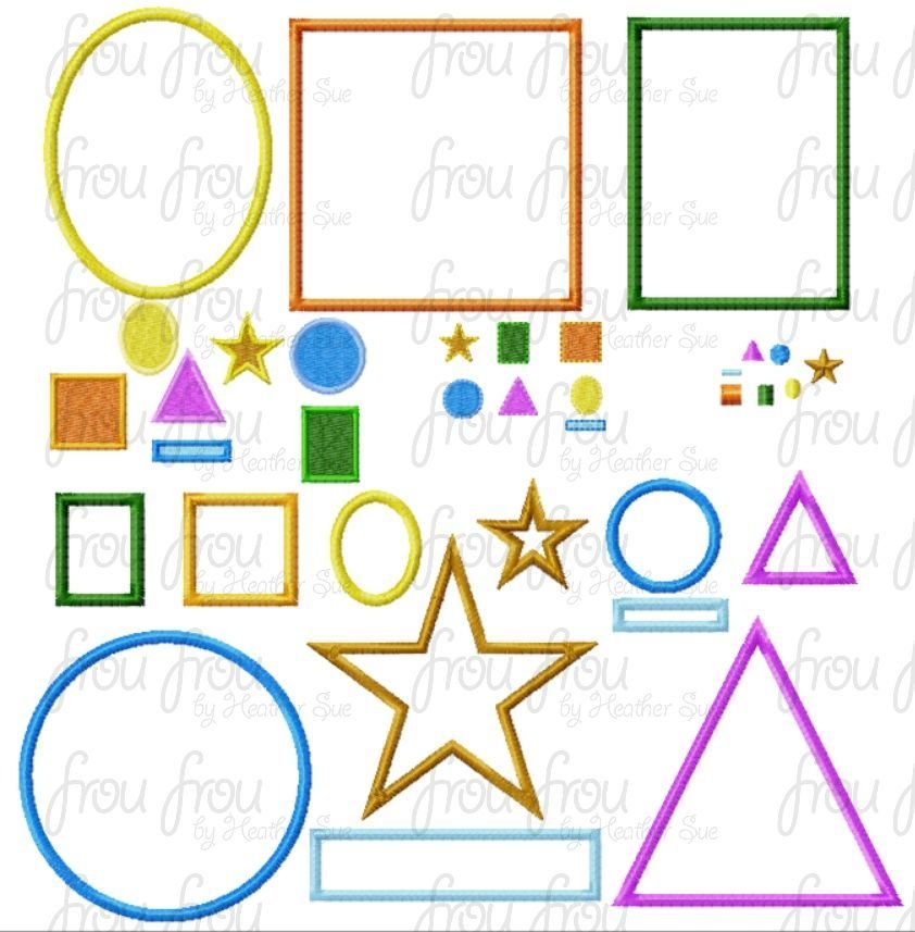 Shapes SEVEN Design SET Machine Applique Embroidery Designs 1/4&quot;-16&quot;