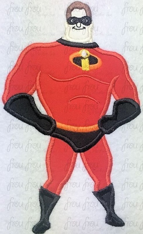 Mister Incredible Superhero Family Machine Applique Embroidery Design 4"-16"