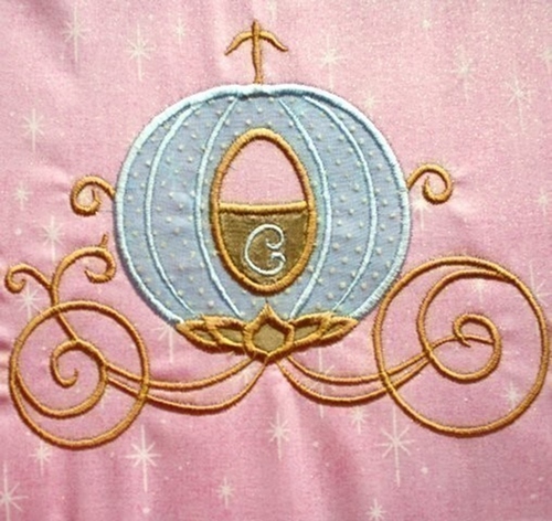 Cindy&#39;s Pumpkin Coach Machine Applique Embroidery Design, Multiple Sizes, Including FOUR INCH