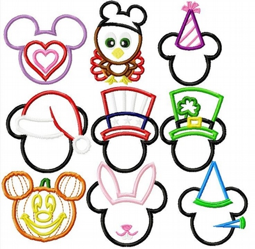 Holiday SET Mister and Miss Mouse NINE Machine Applique Embroidery Designs, Multiple sizes including 4 inch