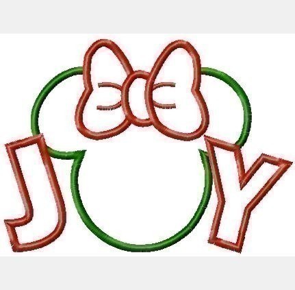 Joy Miss Mouse Christmas Machine Applique Embroidery Design, multiple sizes- including 4 inch