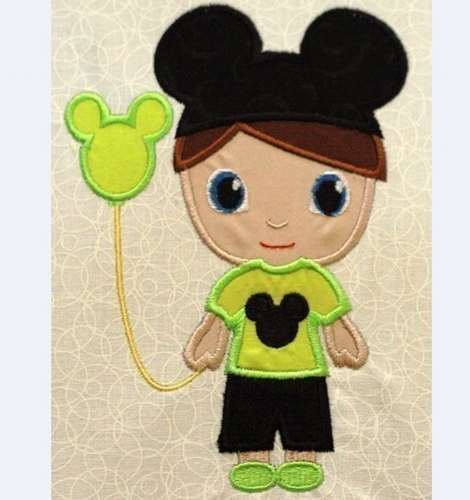Boy with Mister Mouse Shirt Little Cutie Prince Machine Applique Embroidery Design, multiple sizes, including 4 inch