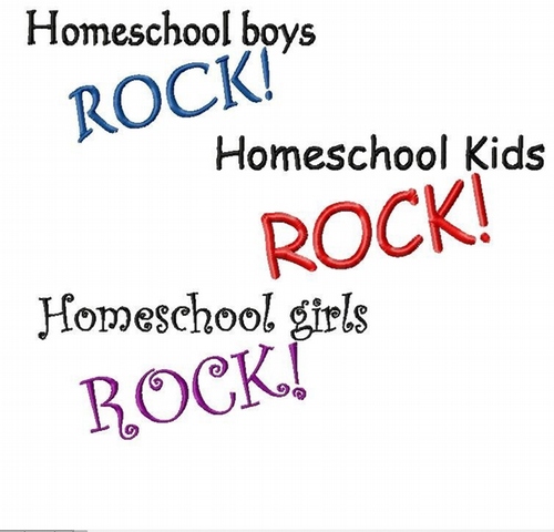 Homeschool Rocks THREE Machine Applique Embroidery Designs, Multiple Sizes INCLUDING 4 INCH
