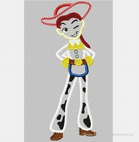 Jess Toy Cowgirl Machine Applique Embroidery Design, Multiple sizes including 4 inch