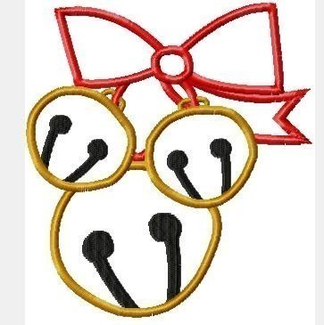 Jingle Bells with hidden Mister Mouse Machine Applique Embroidery Design- multiple sizes, including 4 inch