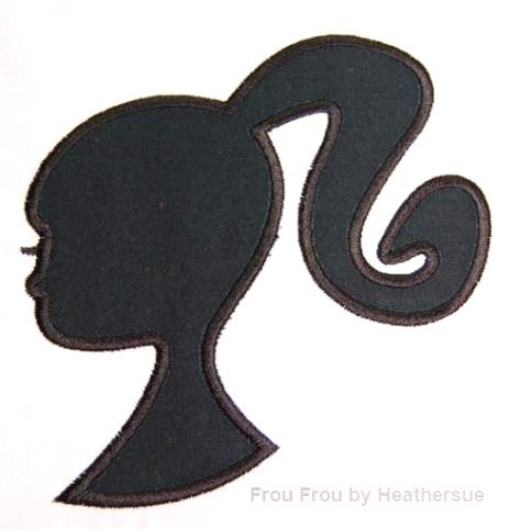 Barb Doll Silhouette,  Machine Applique Embroidery Design, multiple sizes, including half, 1, 2, 3, 4, 5, and 6inch