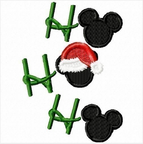 Ho Ho Ho Christmas Mister Mouse Machine Applique Embroidery Design- multiple sizes, including 4 inch