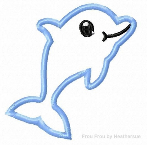 Dolphin Machine Applique  Embroidery Design, multiple sizes, including 4 inch
