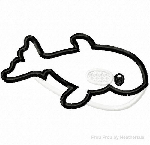 Killer Whale Orca Machine Applique  Embroidery Design, multiple sizes, including 4 inch