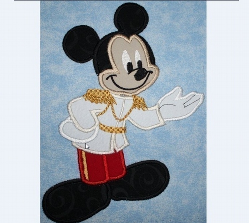 Cindy&#39;s Prince Mister Mouse Machine Applique Embroidery Design, Multiple sizes, including 4 inch