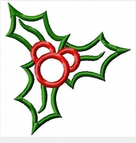 Christmas Holly Mistletoe with hidden Mister Mouse Machine Applique Embroidery Design, multiple sizes, including 4 inch
