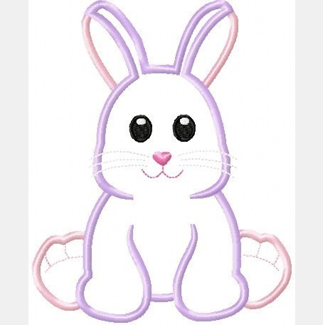 Easter Bunny Machine Applique Embroidery Design, multiple sizes, including 4 inch