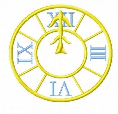 Cindy&#39;s Clock Striking Midnight, Machine Applique Embriodery Design, Multiple Sizes, Including FOUR INCH HOOP