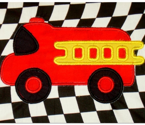 Fire Truck Machine Applique Embroidery Design, Multiple sizes including 4 inch