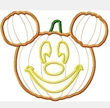 Pumpkin Mister Mouse with face Machine Applique Embroidery Design, multiple sizes, including 4 inch