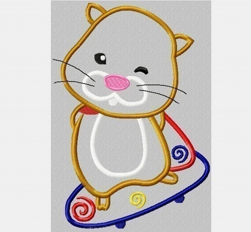 Brown Hamster Zum Zum Pets - Machine Applique Embroidery Design, Multiple Sizes, including 4 inch