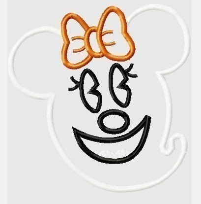 Halloween Miss Mouse Ghost Machine Applique Embroidery Design, multiple sizes, including 4 inch