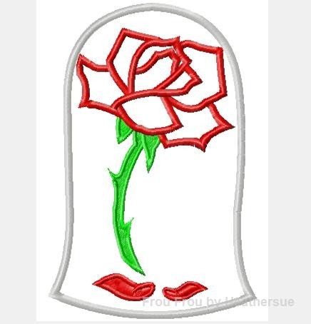 Bella&#39;s Rose Under Glass Dome Machine Applique Embroidery Design,  multiple sizes, including 4 inch
