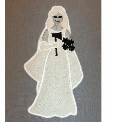 Bride Haunted House  Halloween Machine Applique Embroidery Design, multiple sizes, including 4 inch