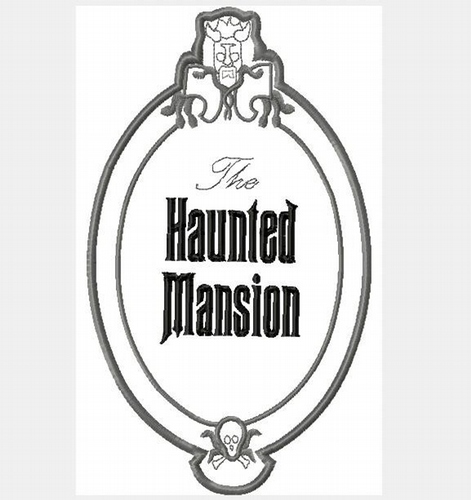 Haunted House Sign Halloween Machine Applique Embroidery Design, multiple sizes, including 4 inch