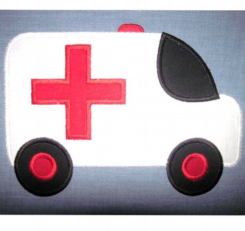 Ambulance Machine Applique Embroidery Design, Multiple sizes including 4 inch