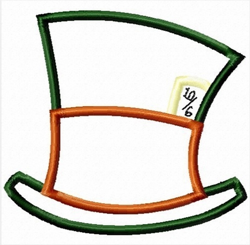 Crazy Hatter Hat  Machine Applique Embroidery Designs, multiple sizes, including 1,2, 4, 7, and 10 inch
