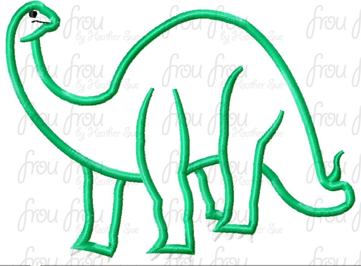 Brontosaurus Dinosaur Machine Applique Embroidery Design 2&quot;-16&quot;
