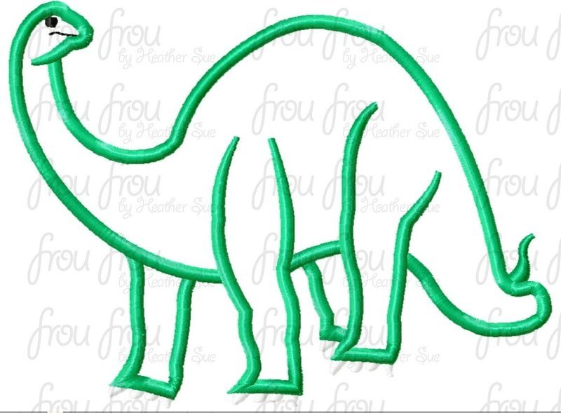 Brontosaurus Dinosaur Machine Applique Embroidery Design 2&quot;-16&quot;