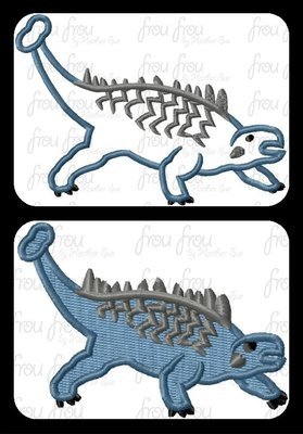 Anklyosaurus Dinosaur Machine Applique and Filled Embroidery Designs 2