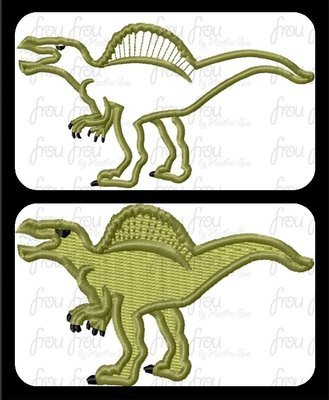 Spinosaurus Dinosaur Machine Applique and Filled Embroidery Designs 2