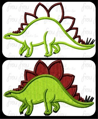 Stegosaurus Dinosaur Machine Applique and Filled Embroidery Designs 2"-16"
