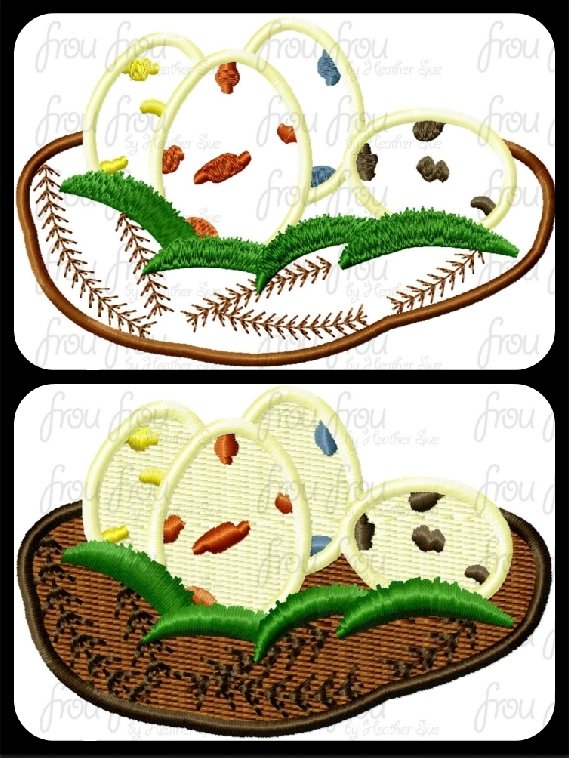 Dinosaur Egg Nest  Machine Applique and Filled Embroidery Designs 2&quot;-16&quot;