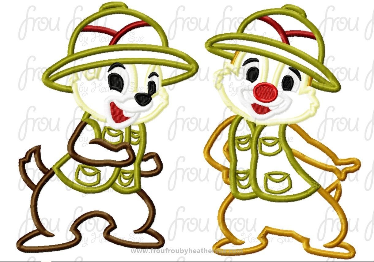 Chep and Dole Chipmunk Safari Full Body TWO Design SET Machine Applique Embroidery Designs 4&quot;-16&quot;