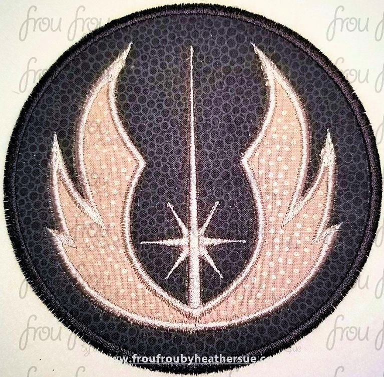 Jed Symbol Space Wars Machine Applique Embroidery Design Multiple Sizes, including 4